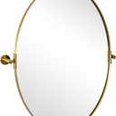 Gold Bathroom Mirror, 24" x 32" Tilting Vanity Oval Mirror for Wall, Brushed Gold Stainless Steel Metal Frame Pivot Mirror Hangs Vertically Wall-Mounted