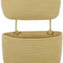 Kalakriti Over the Door Hanging Basket, 3-Tier Woven Cotton Wall-Mounted Storage Organizer Bag Decorative Kitchen Baskets, Small Planter (Beige)