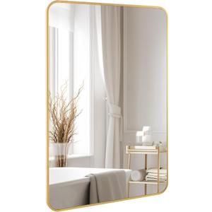 Gold Bathroom Mirror,Rectangle 20 x 30 Inch Vanity Wall Mirror,Modern Mirror for Wall Decoration,Decorative Rectangular Mirror for Bedroom Living Room Entryway