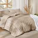 Bedsure Tufted Boho Comforter Set California King Size - Khaki Boho Bed Set, GentleSoft 3 Pieces Farmhouse-Style Embroidery Bedding, Gifts for Woman, Soft Jacquard Comforter for All Seasons