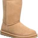 BEARPAW Women's Elle Short Multiple Colors | Women's Boot Classic Suede | Women's Slip On Boot | Comfortable Winter Boot (10, Iced Coffee)
