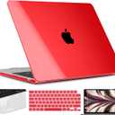 TWOLSKOO Compatible with MacBook Air 13 inch Case M5 2026 M4 2025 M3 M2 2024-2022 A3449 A3240 A3113 A2681, Plastic Hard Shell & Keyboard Cover & Screen Film for MacBook Air 13.6 inch, Crystal Red