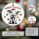 2 x Pig Ornaments for Christmas Tree 2025 - Funny Gifts for Friends Neighbors Farmer, Farm Animal Ceramic Ornament as Christmas Tree Decorations, Cute Animal Lovers Gifts for Women, Men