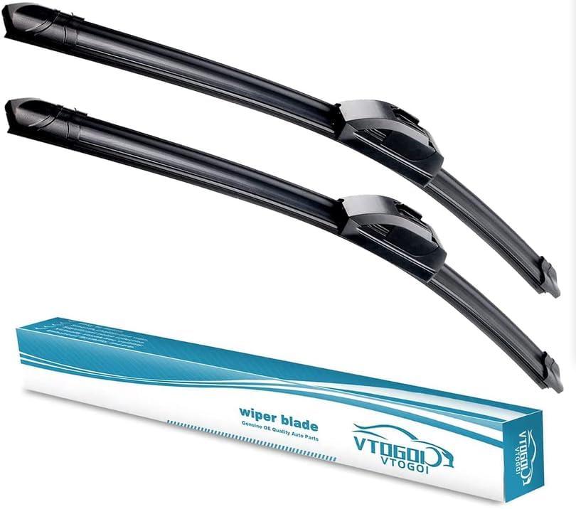 VTOGOI OEM Quality 24''+16'' Windshield Wiper Blades,Premium All-Seasons J-Hook Replacement Wiper Blades (2 Pack)