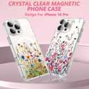 OOK Magnetic Case for iPhone 16 Pro Case Cute Flower Design with 2 PCS Screen Protector [Compatible with MagSafe] for Girls Women Floral Clear Slim Shockproof Phone Cover-Colorful Flowers