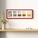 decorUhome 8x24 Picture Frames Collage Wall Decor, Display 5Pcs 4x6 Photos with Mat or 1Pcs 8x24 Unmatted, 5 4x6 Collage Picture Frames for Wall Mounting, Red