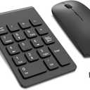 TRELC Wireless Numeric Keypad, Mini 2.4G 18 Keys Number Pad, Portable Silent Financial Accounting Numeric Keypad Keyboard Extensions with Wireless Mouse for Laptop, PC, Desktop, Notebook(Black)