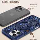 Uppuppy for iPhone 16pro max Case - Compatible with MagSafe for Women Girls Bulit-in 360 Rotatable Magnetic Ring Holder Kickstand Cute Aesthetic Blue Cheetah Print Design for Apple 16pro max