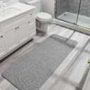 Bosap Bath Mat,Ultra Thin Bathroom Runner Rugs,Large Bath Mats for Bathroom,Quick Dry,Non-Slip,Machine Washable,Low Pile,Bath Rug,Shower Outside,Sink,Home Decor Accessories.Grey,1'5"x4'11"17x59inch