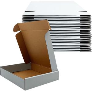 9x9x2 Inches Shipping Boxes Set of 25,White Corrugated Mailing Cardboard Box Literature Mailer for Packing Small Business Moving Storage, E-Commerce Packaging Mailing Boxes Gift Boxes for Presents