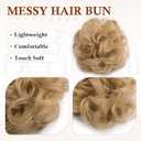 Benehair Messy Bun Hair Piece Scrunchy Updo Hair Pieces for Women Fluffy Wavy Hair Bun Scrunchies Donut Hairpiece Synthetic Chignons With Elastic Rubber Band Dark Blonde & Ash Blonde 1pc 25g