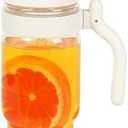 Nefeeko 32oz Glass Tumbler with Lid, Straw & Handle, Lead-Free Wide Mouth Drinking Cup for Iced Coffee, Smoothie, Water-Perfect for Office, Home, Driving & Gifts, Fits in Cup Holder (White)