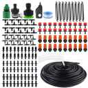 MSDADA Greenhouse Drip Irrigation Kit, 50ft Garden Automatic Irrigation System, 1/4" Blank Distribution Tubing Hose Adjustable Nozzle, Plant Watering System for Garden, Patio, Flower Bed, Lawn