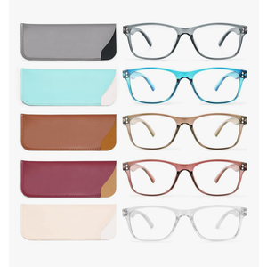 Reading Glasses Blue Light Blocking, Computer Glasses for Women Men, Fashion Square Eyeglasses 5 Pairs +3.5