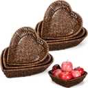 6 Pcs Heart Shaped Woven Basket Wicker Bread Basket 3 Size Handmade Rattan Storage Serving Tray for Snack Candy Fruit Vegetable Cosmetic Bakery Desktop Kitchen Office Mother's Day