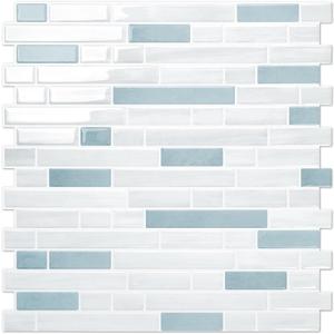STICKGOO Peel and Stick Backsplash - 10 Sheets of 1212 - 3D Self Adhesive Peel and Stick Tile Backsplash for Kitchen & Bathroom (Blue,White)