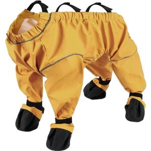 ASENKU Dog Shoes for Small Dogs, Soft Adjustable Dog Boots & Paw Protectors, Waterproof Anti-Slip Dog Clothes with Boots for Rainy Days, Running, Hiking, Outdoor Walking (Yellow, XS)