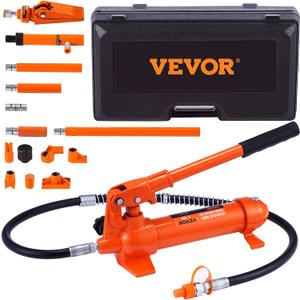 VEVOR 4 Ton Porta Power Kit, Portable Hydraulic Jack with 3.9 ft/1.2 m Oil Hose, Auto Body Frame Repair Kit with Storage Case for Car Repair, Truck, Farm (8800 LBS)