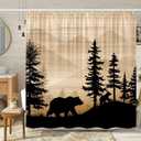 Viajar Bear Shower Curtain Rustic Woodland Cabin Country Forest Shower Curtain Wildlife Animal Bear Bathroom Decor 72x72inch Polyester Fabric, Brown (Black)