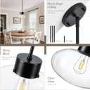 Large Globe Glass Pendant Lights, 12" Modern Black Pendant Lights Kitchen Island with Clear Glass and Rods, Farmhouse Hanging Lighting for Kitchen Dining Room Entryway, OS-JJ1513-1PLBK