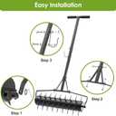Seeutek 23 Inch Rolling Lawn Aerator - Upgraded Heavy Duty Aerator Lawn Soil Penetrator Spikes w/ 3 Adjustable Height Handles, Manual Aerator Lawn Tool for Garden Yard