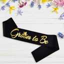 2 x Groom to Be Sash, Funny Bachelor Sashes for Future Groom Engagement Gift Idea Wedding Party Decorations Bachelorette Party Supplies, Black + Gold(Groom to Be)