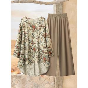 Womens Sets 2 Piece Short Sleeve Lounge Set Printed Loose Pants Sets Set - 3XL