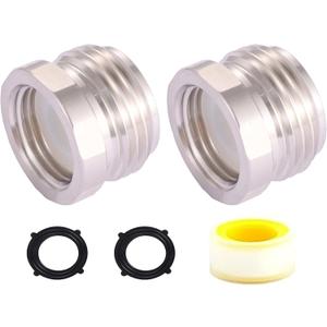 3/4" GHT Male X 1/2" NPT Female Connector 304 Stainless Steel Lead-Free Brass Tube To Garden Hose Connector Connection Hose Coupler Water Hose Adapter Garden Hose Adapter 2pcs C-3/4" GHT Male X 1/2" NPT Female