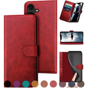 Compatible with Samsung Galaxy S25 Plus Genuine Leather Wallet caseRFID Blocking4 Credit Card HolderReal Leather Flip Folio Book Phone case Cover Women Men for Samsung S25 Plus case Red