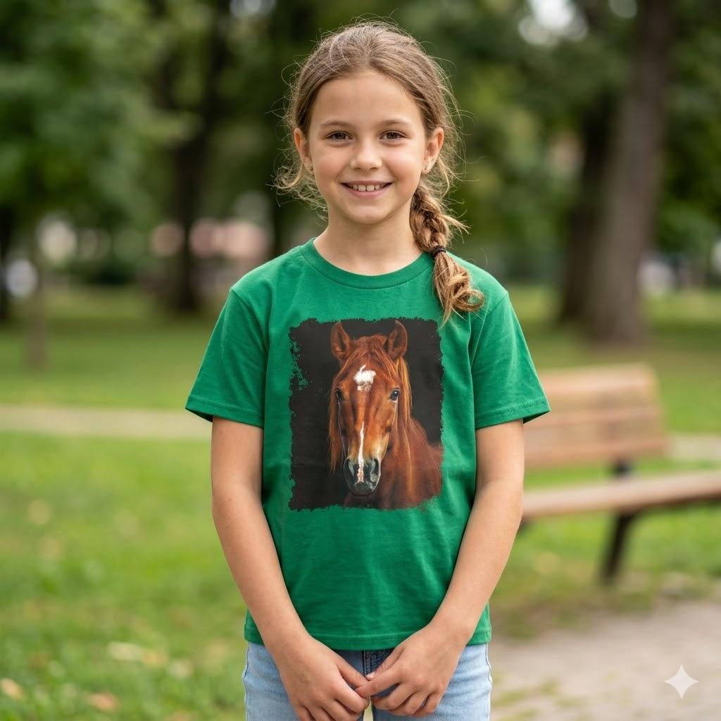 Horse Print T-Shirt (Green, 9-10yo)
