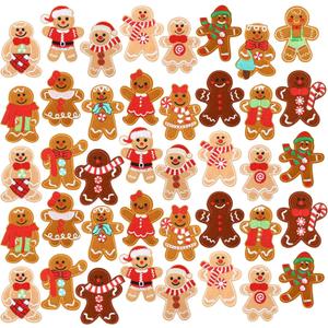 AUGSUN 36pcs Christmas Gingerbread Man Iron On Patches Embroidered Sew On Applique Repair Patch DIY Crafts for Xmas Clothing Jacket Jeans Pants Dress Backpack Hat