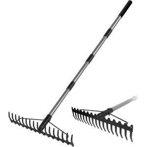 Walensee 5.4FT Bow Rake Heavy Duty Garden Rake with Stainless Steel Handle, 17 Steel Tines Garden Tool for Loosening Soil Gathering Leaf Leveling Lawn Farming Land Management Yarn Thatch Rakes