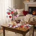 Geosar 30 Pack Conversation Heart Ornaments Valentines Day Decorations, Glitter Matte Heart Shaped Hanging Baubles for Christmas Tree Wedding Home Decor (Red,Silver,Pink)