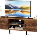 SUPERJARE TV Stand for 55 Inch TV, Entertainment Center with Adjustable Shelf, 2 Cabinets, TV Console Table, Media Console, Solid Wood Feet, Cord Holes, for Living Room, Bedroom, Rustic Brown, 53.9"