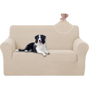 U-NICE HOME Loveseat Cover Stretch Couch Cover Sofa Cover Sofa Slipcover Furniture Protector for 2 Cushion Couch Sofa Pet Friendly(Loveseat, Beige)