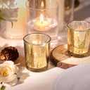 LETINE Gold Votive Candle Holders Set of 36 - Speckled Mercury Gold Glass Candle Holder Bulk - Ideal Fall Decor for Boho Wedding Centerpiece TableHalloween & Thanksgiving Decorations Indoor