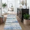 Abstract Kitchen Runner Rug 3x7 - Indoor Washable Non Slip Carpet for Entryway Hallway Stain Resistant Rugs for Bedroom Modern Abstract Lightweight Home Decor Floor Mat for Pet Owners 3x7 Blue