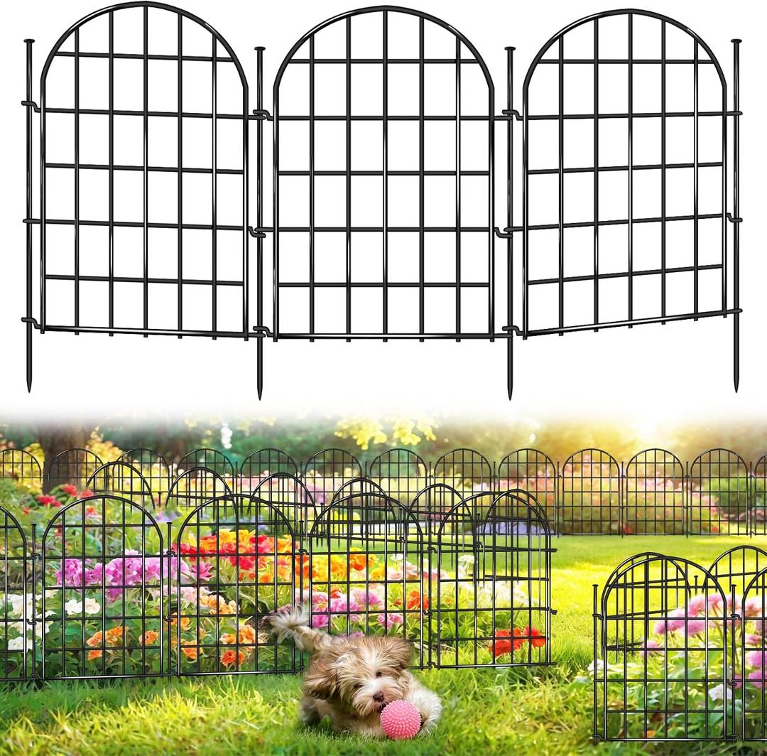 32.5 ft(L) x 17 in(H) Garden Fence, 30 Panels Arched No Dig Fence, Decorative Animal Barrier Fencing with Ground Stake, Rustproof Metal Garden Edging Border for Dog, Rabbit, Outdoor Yard Patio Decor