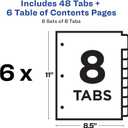 Avery 8 Tab Dividers for 3 Ring Binders, Customizable Table of Contents, Multicolor Tabs, 6 Sets (11186)