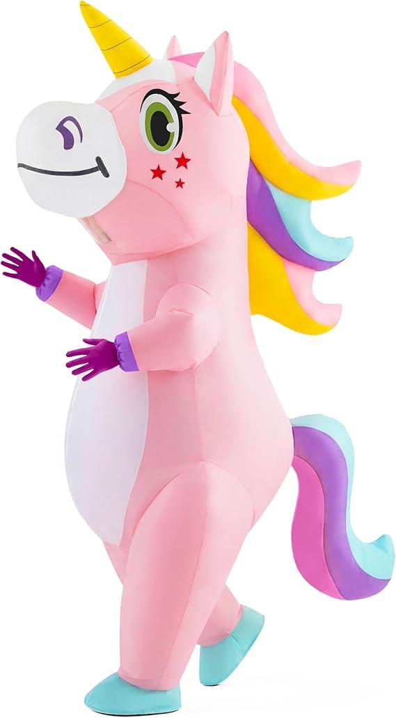Spooktacular Creations Halloween Inflatable Costume, Full Body Unicorn Blow Up Costume for Adult Holiday Themed Cosplay Party, Pink, 
