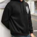 SOLY HUX Hoodies for Men Letter Graphic Sweatshirt Drawstring Long Sleeve Casual Pullover Tops (Black, XXL)