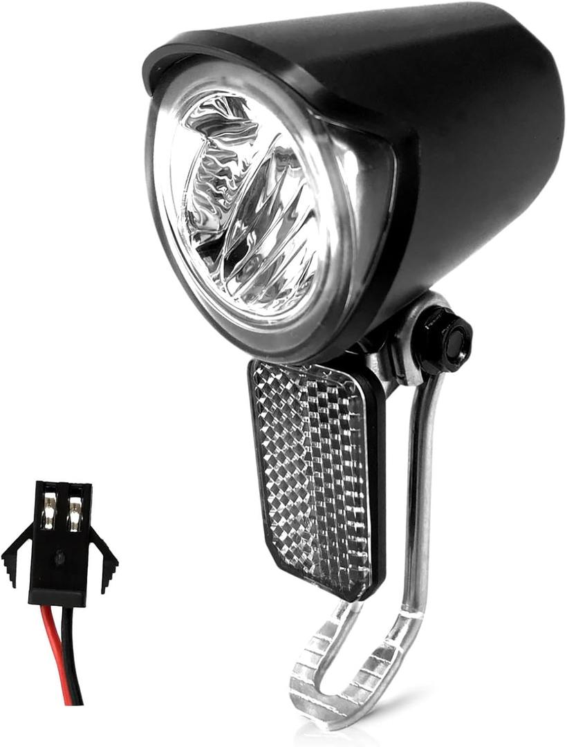 Ebike Headlight for Night Riding 6-60V, Electric Dirt Bike Front Light Road Bike Led Headlight Cycling Accessories with SM Plug for Cycling Safety