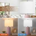 23.5 Modern Pink Table Lamps Set of 2 for Living Room, Ceramic Bedside Lamps with White Linen Shade for Girls Room, Rustic Nightstand Lamps for Bedroom Home Office, Cute Lamps for End Table Dorm