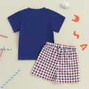 Toddler Baby 4th of July Outfit Boy Girl USA Short Sleeve T-shirt With Plaid Shorts Patriotic Baby Clothes
