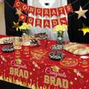 172 Pcs Graduation Class of 2025 Table Party Supplies Set, Congrats Grad Disposable Dinnerware with Paper Plates, Cups, Napkins, Forks, Spoons, Tablecloths, and Banner for Graduation Party (Red)