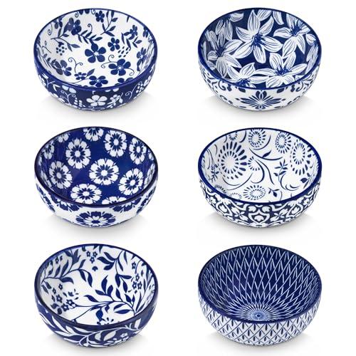 vancasso SELENE Ceramic 2.7 Oz Mini Dipping Bowls Set of 4  3 Inch Small Dip Bowls for Sauce, Soy Sauce, Sushi, Condiments & Side Dishes, Microwave & Dishwasher Safe, Vintage Blue