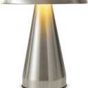 Portable LED Desk Lamp, Cordless Metal Table Lamp, 3-Color Touch Control Rechargeable Light, 3-Levels Brightness Room Decor, Bedside & Dining Room Light (Sliver) (Silver)