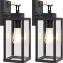 BesLowe 14 Upgraded Motion Sensor Outdoor Wall Lights, Dusk to Dawn Porch Lights Outdoor Wall Sconces, 3 Lighting Modes Exterior Lighting Fixtures with Hooks, Black Outside Lights for House, 2-Pack