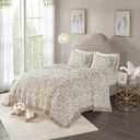Madison Park Laetitia Lightweight 100% Cotton Quilt Set, Breathable Chenille Tufted, Shabby Chic Boho Medallion Design, Sham, Floral Ivory w/ Tassels, King/California King (104 in x 92 in) 3 Piece