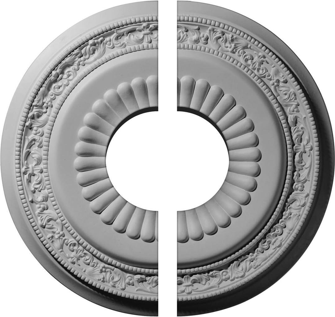 Ekena Millwork CM20LN2 20 5/8"OD x 6 1/4"ID x 1 3/8"P Lauren Ceiling Medallion, Fits Canopies up to 6-1/4", 2 Piece